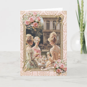 Marie Antoinette,French,Paris,tea,cake,roses 招待状 Thank You Card