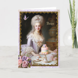 Marie Antoinette,French,Paris,tea,cake,roses 招待状 Thank You Card