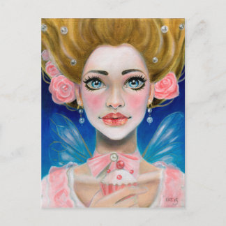 Marie Antoinette Gold Let them eat cupcake in pink Postcard
