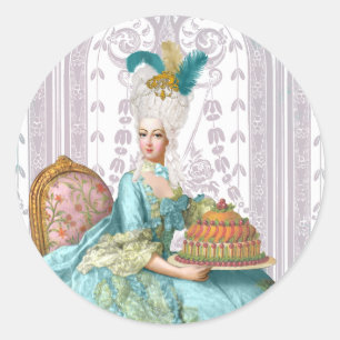 Marie Antoinette in Aqua Classic Round Sticker