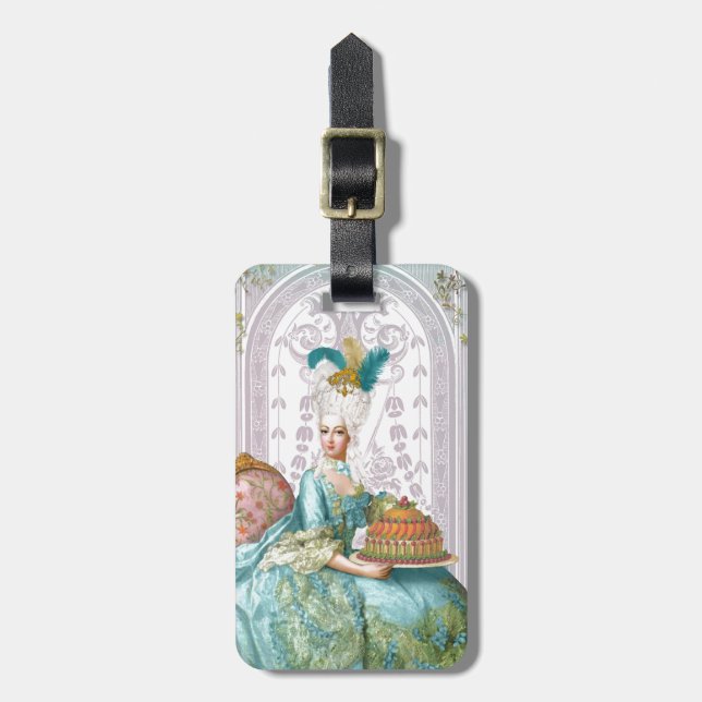 Marie Antoinette in Aqua Luggage Tag (Front Vertical)