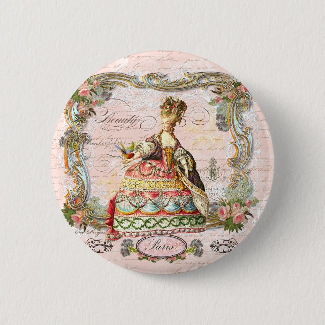 Marie Antoinette in Pink 2 Inch Round Button (Front)