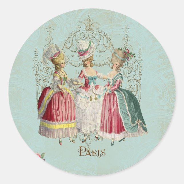 Marie Antoinette Ladies in Waiting Classic Round Sticker (Front)