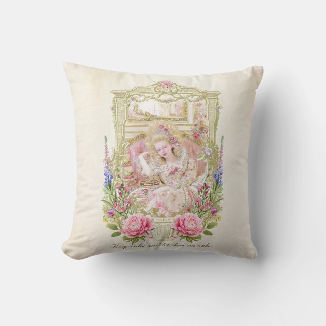 Marie Antoinette let them eat cake Throw Pillow (Front)