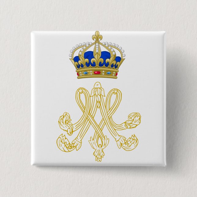 Marie Antoinette Monogram 2 Inch Square Button (Front)