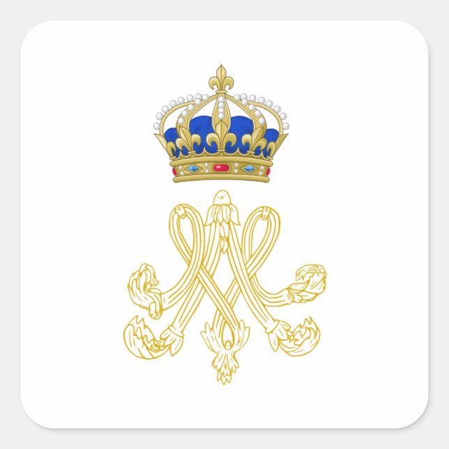 Marie Antoinette Monogram Square Sticker (Front)