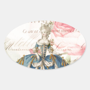Marie Antoinette Oval Envelope Seal Stickers
