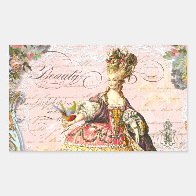 Marie Antoinette Paris Pink Roses Sticker (Front)