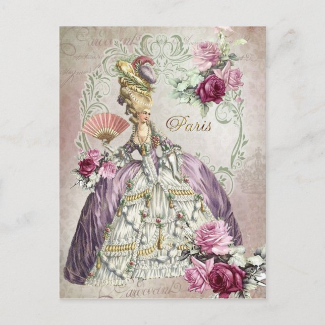 Marie Antoinette, Paris, roses violets, Carte post (Devant)