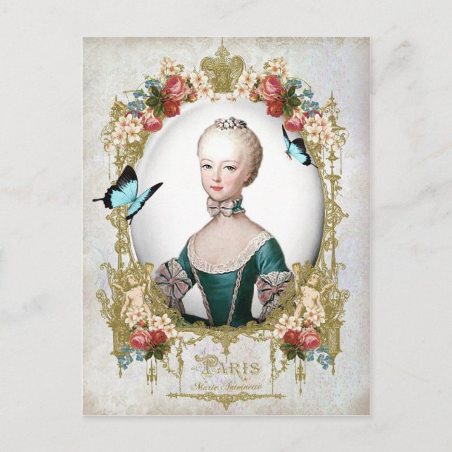 Marie Antoinette,Paris,shabby,portrait,rose Postcard (Front)