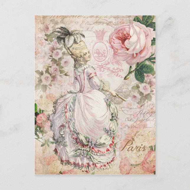 Marie Antoinette, Paris, shabby, rose, rose, Carte (Devant)