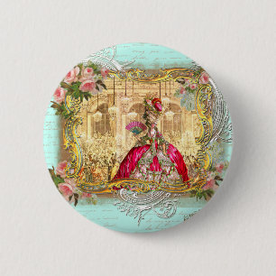 Marie Antoinette Party at Versailles in Aqua 2 Inch Round Button