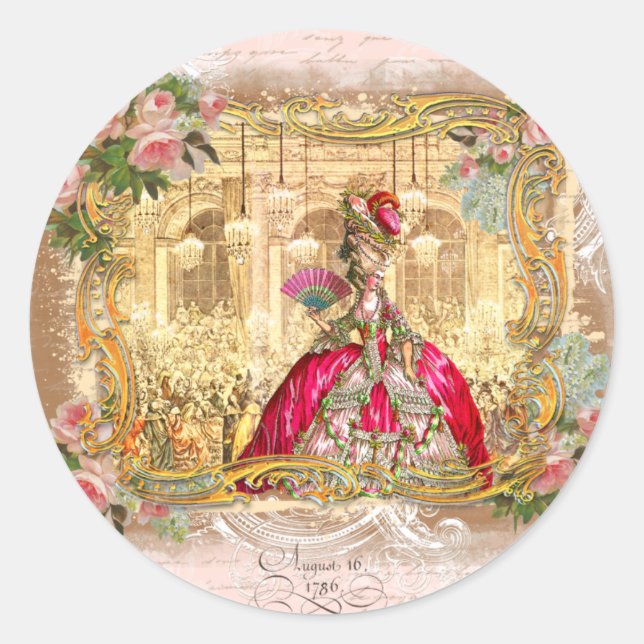 Marie Antoinette Party Versailles Pink Stickers (Front)