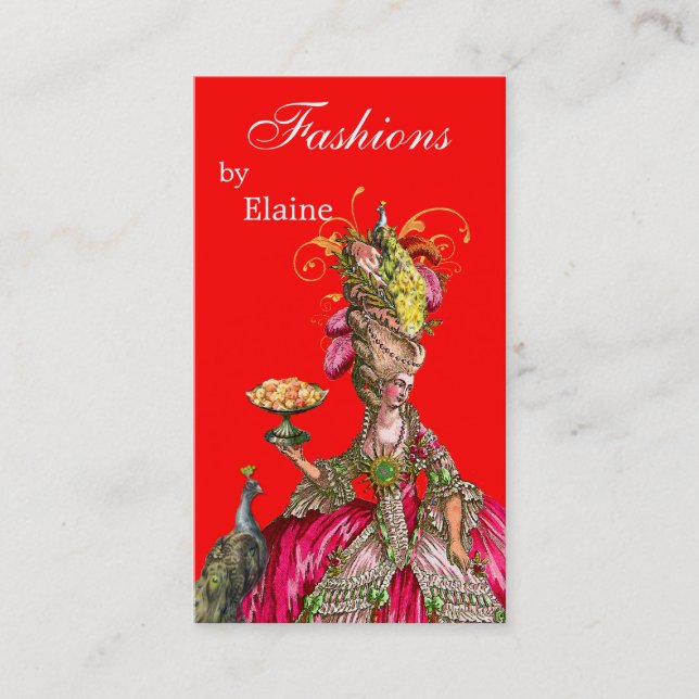 Marie Antoinette peacock and cake Business Card (Front)