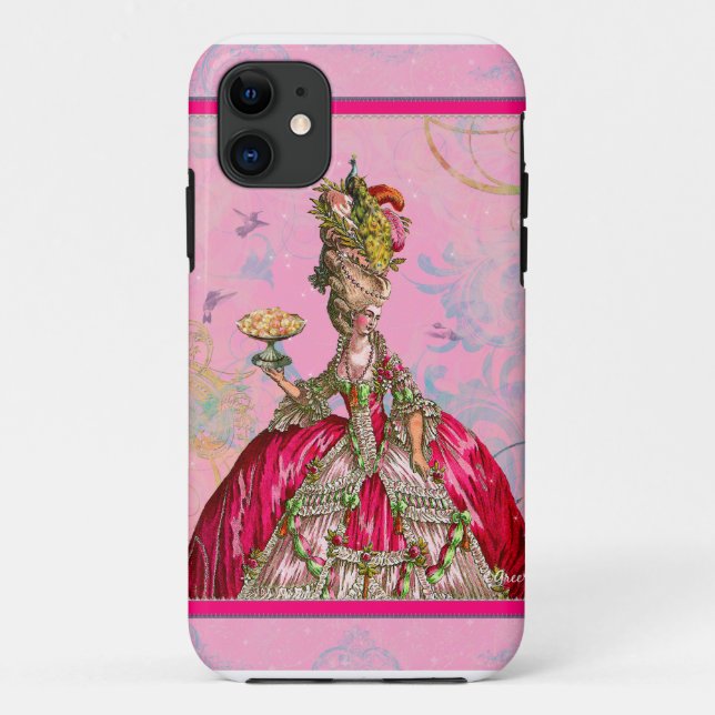 Marie Antoinette & Peacock Case-Mate iPhone Case (Back)