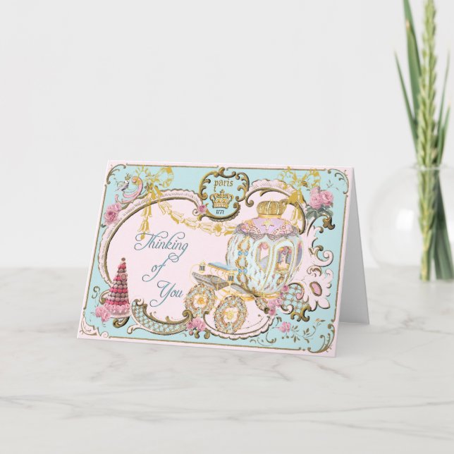 Marie Antoinette "pensant à vous" carte rose (Devant)