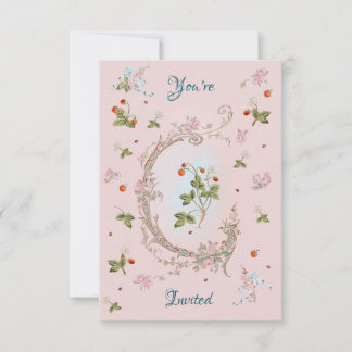 Marie Antoinette Petite Fraise rose Invitation