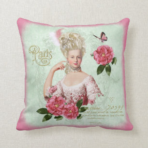 Marie Antoinette Pink Damask Peony Pillow　cushio Throw Pillow