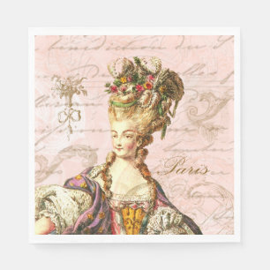 Marie Antoinette Pink French Script Party Napkins