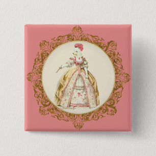 Marie Antoinette Poodle 2 Inch Square Button