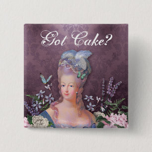 Marie Antoinette Purple Floral Damask 2 Inch Square Button