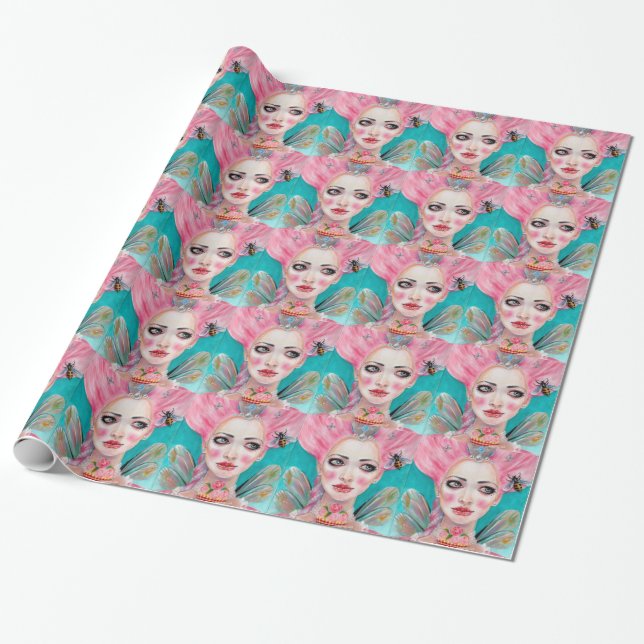 Marie Antoinette Queen Bee Wrapping Paper (Unrolled)