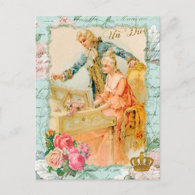 Marie Antoinette Rococo Piano Carte Postale (Devant)