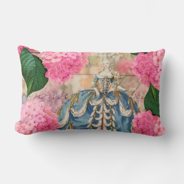 Marie Antoinette Rose Hydrangeas Lumbar Coussin (Recto)