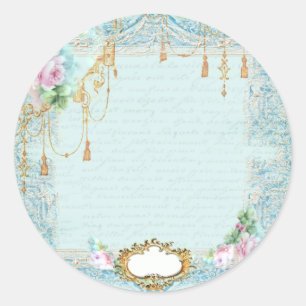 Marie Antoinette Roses and Lace Stationery/Cards Classic Round Sticker