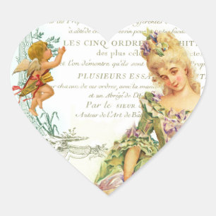 Marie Antoinette & Sparrow Heart Sticker