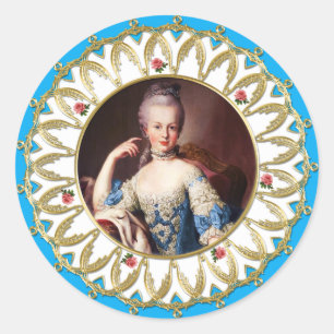 Marie Antoinette Sticker Blue Rose Gold Flame