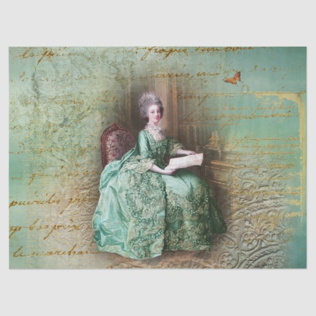 Marie Antoinette Teal Tissue Paper (Front)