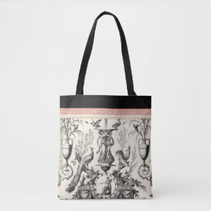 Marie Antoinette Toile de Jouy-black red Tote Bag