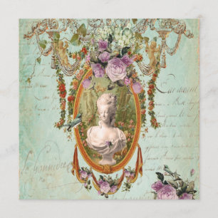 Marie Antoinette Versailles Ancient Gardens Square Invitation