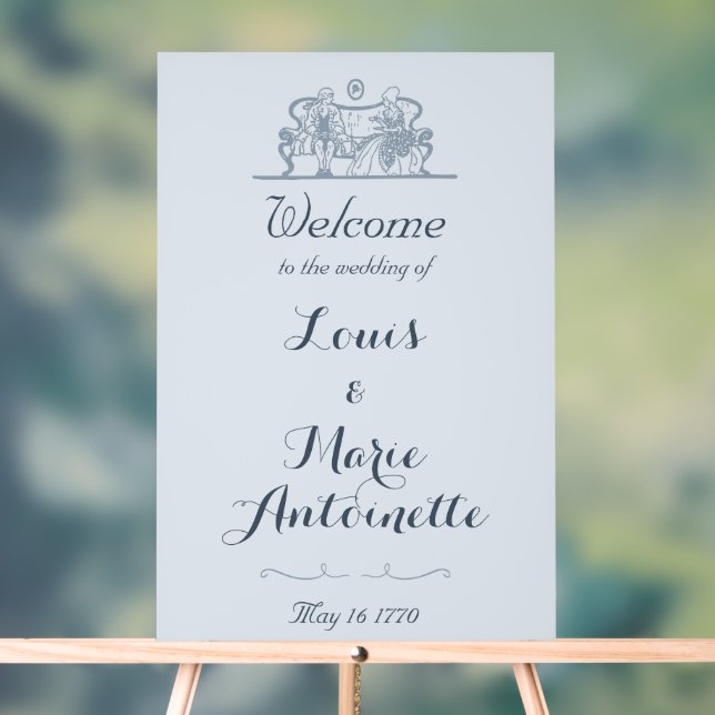 Marie Antoinette Wedding Rococo Dusty Blue Acrylic Sign (Neutral)