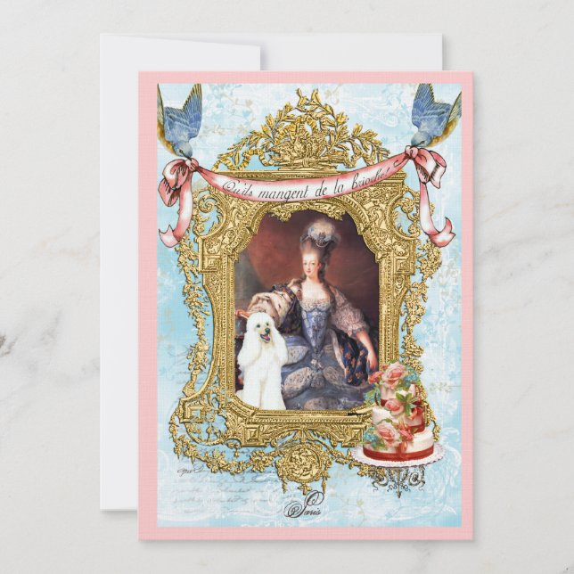 Marie Antoinette & White Poodle Invitation (Front)