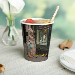 Marie Antoinette Window Shopping Happy Birthday Paper Cups