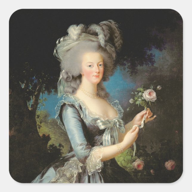 Marie Antoinette  with a Rose, 1783 Square Sticker (Front)