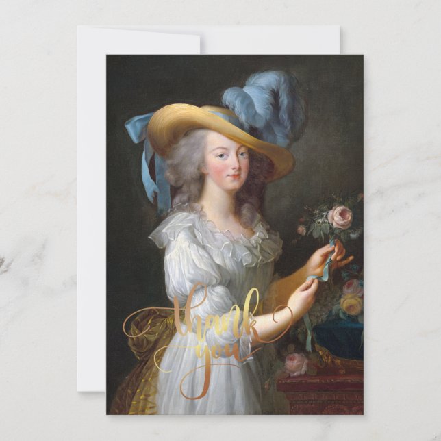 Marie Antoinette with a rose Thank you Card (Front)