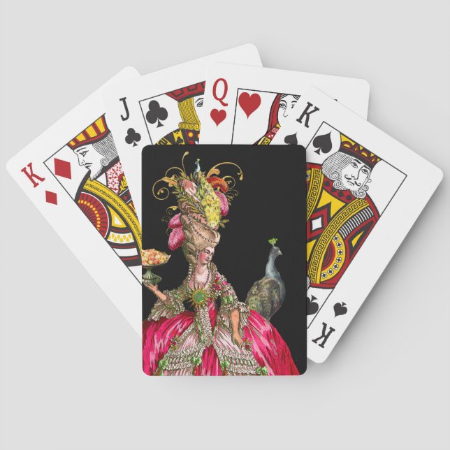 Marie Antoinette with Cakes and Peacock Playing Cards (Back)