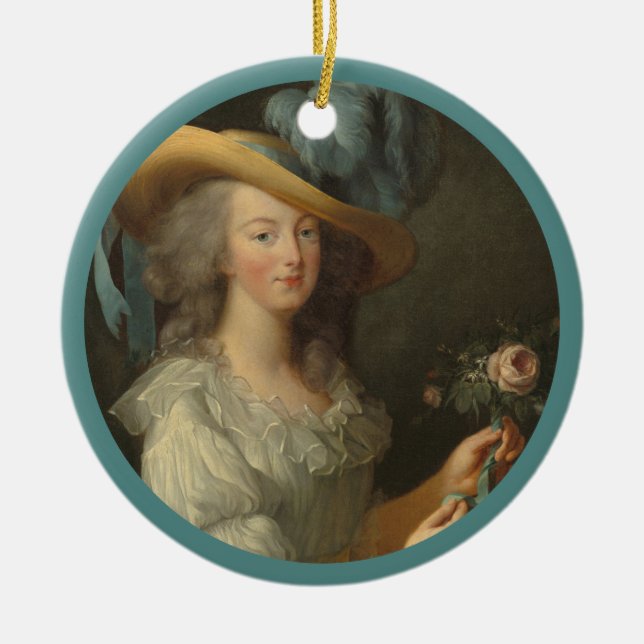 Marie Antoinette with Rose Ceramic Ornament (Front)