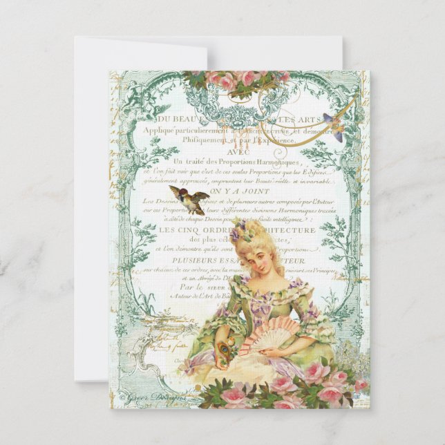 Marie Antoinette with Sparrow Invitation (Front)