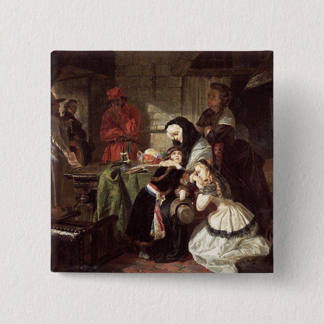 Marie-Antoinette's (1753-93) Final Adieu to the Da 2 Inch Square Button (Front)