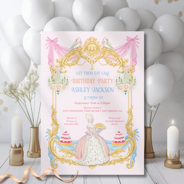 Marie Antoniette Let them eat cake Birthday Party Invitation (Creator Uploaded)