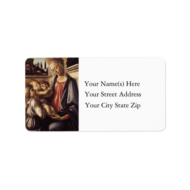 Marie avec Jésus et Anges Étiquette de adresse Vin (Devant)