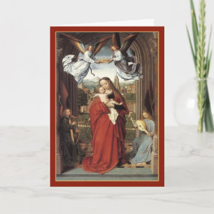 Marie couronnée par les anges - Carte de Noël Vint