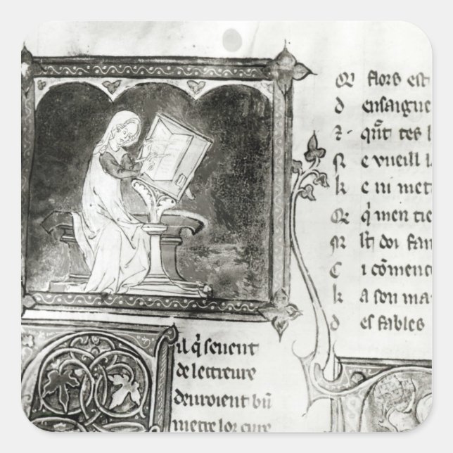 Marie de France  writing Square Sticker (Front)