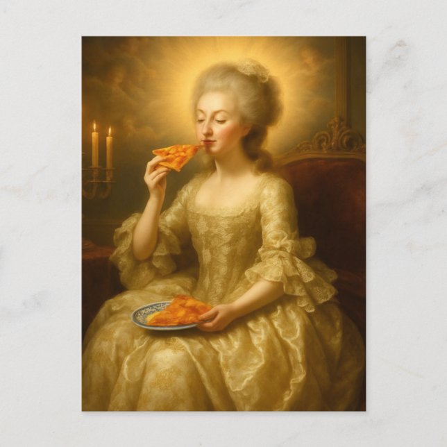 Marie Eating Pizza Digital Art Postcard (Front)