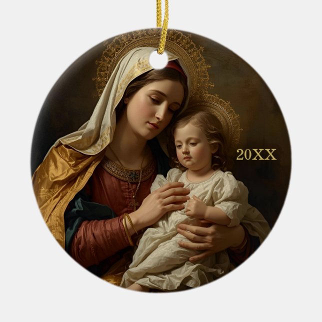 Marie et bébé Jésus Ornements religieux de Noël (Devant)