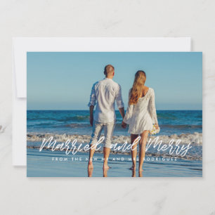 Marié et Joyeux carte photo de vacances en couple